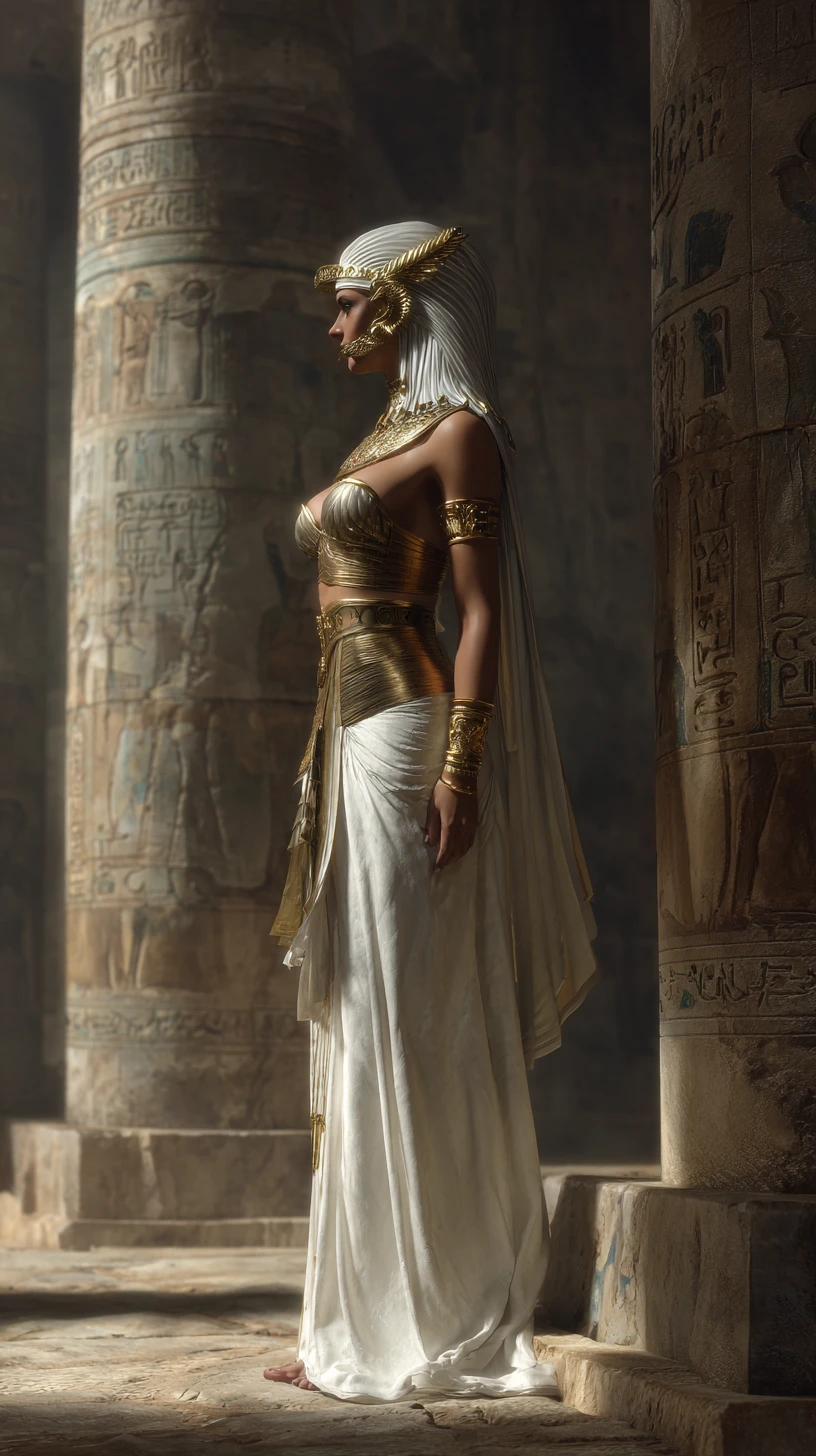 Elegant fantasy woman in an ancient Egyptian temple
