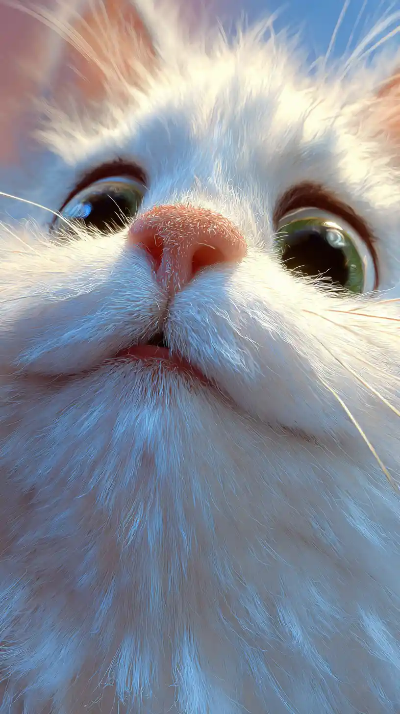 Adorable close up cat nose in soft pastel background