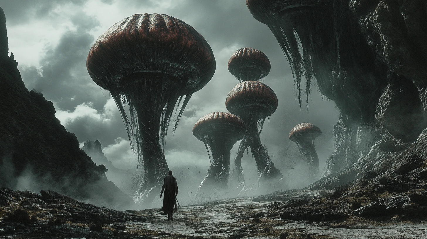 Surreal Alien Creature In A Dark Fantasy World