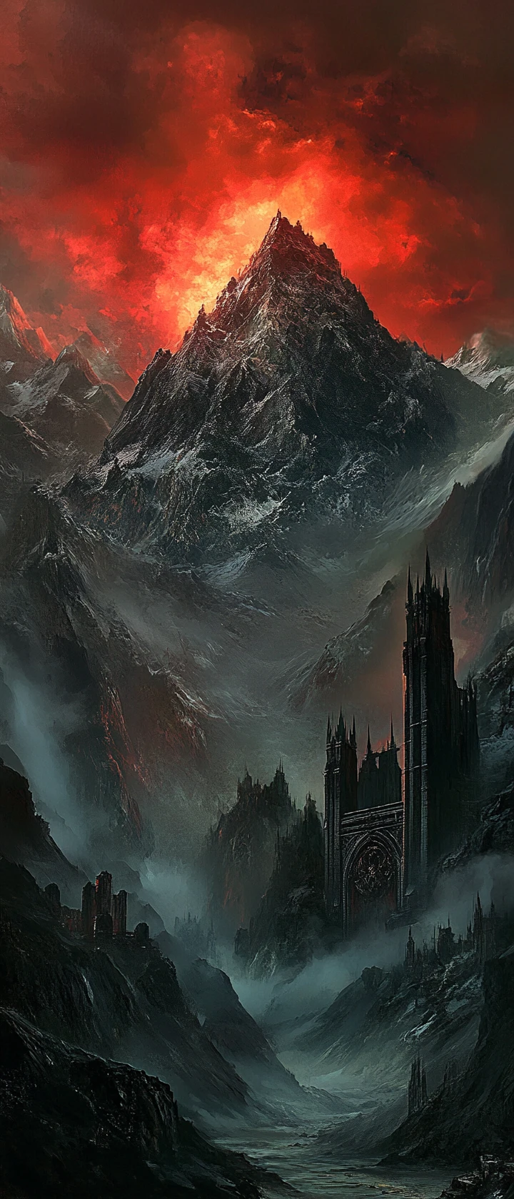 Companions cross ruined empires beneath a blood red sky
