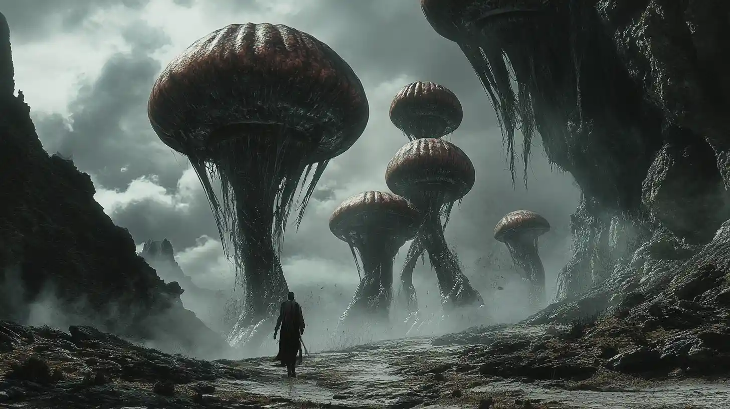 Surreal Alien Creature In A Dark Fantasy World