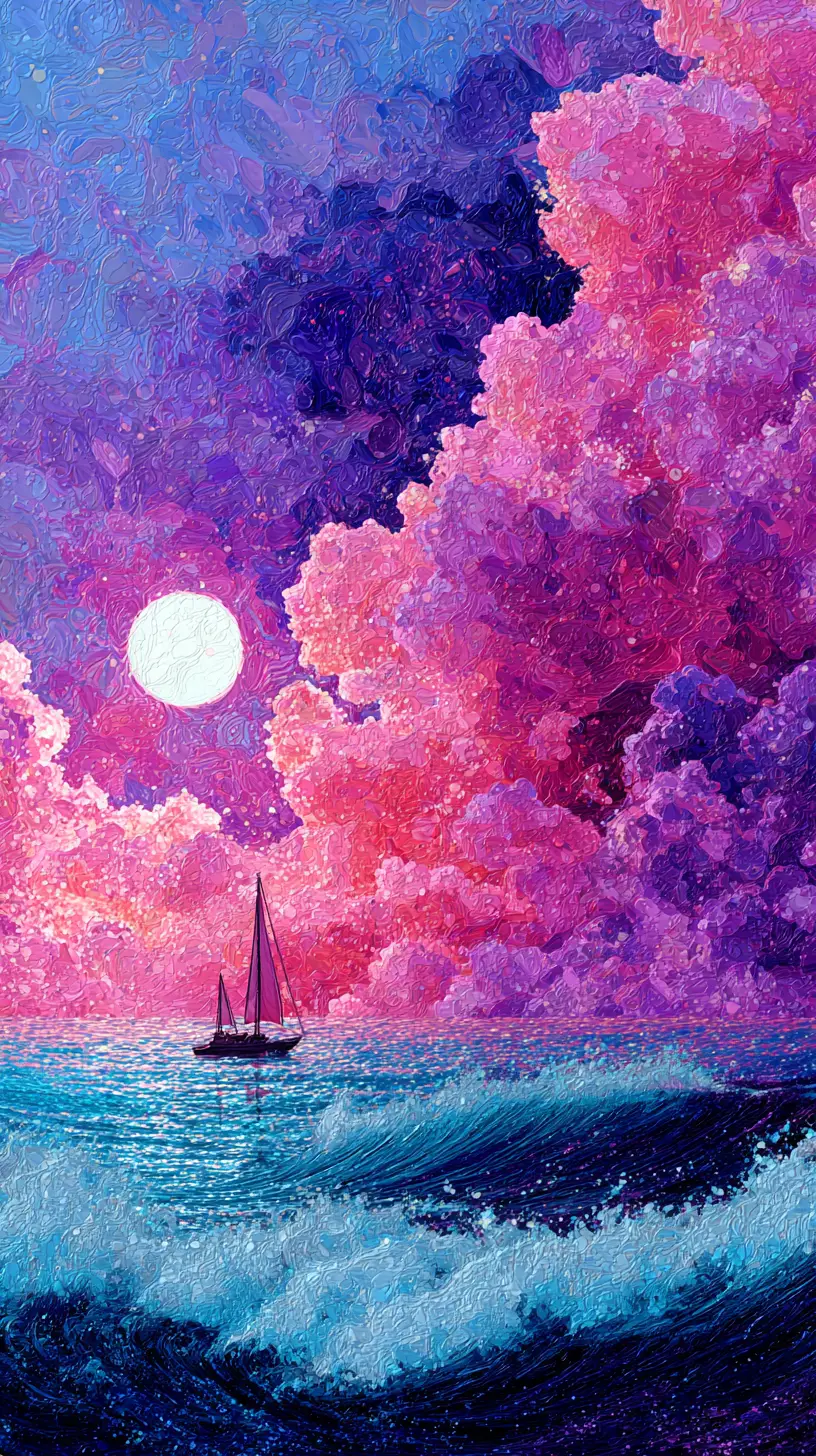Joyful lucid dream heartscape in surreal vaporwave style