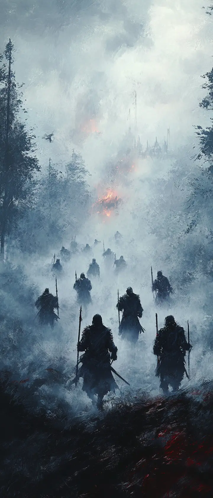 Warriors Lost In A Fog Shrouded Battlefield