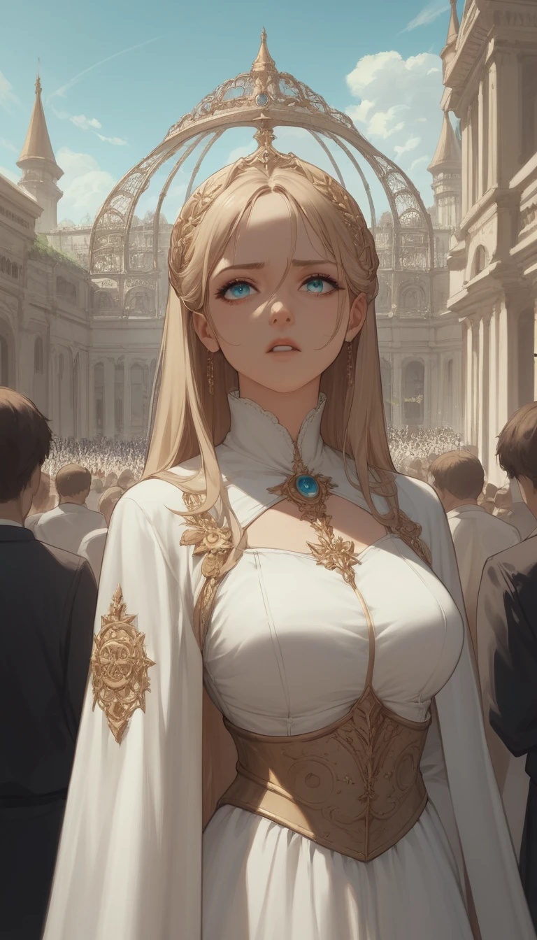 Primo piano di ragazza cavaliere anime con tessuto logoro e svolazzante
