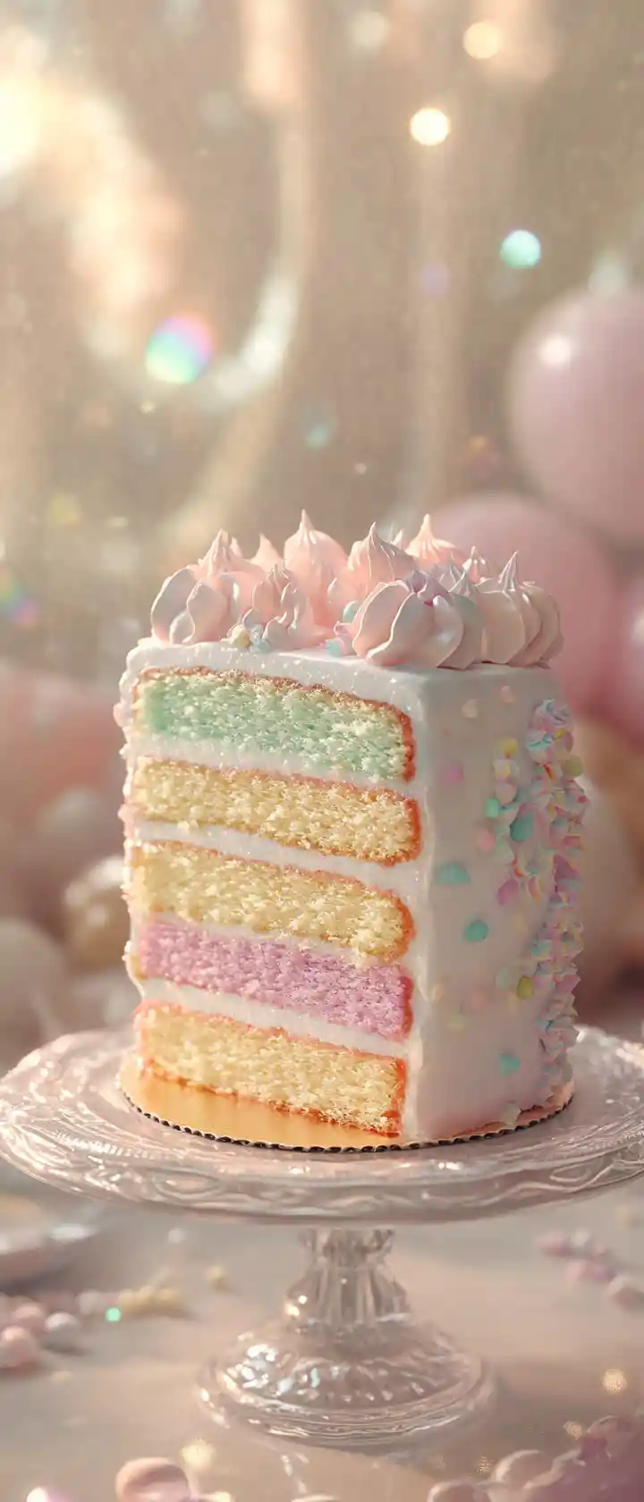 Pastel cake slice in detailed digital illustration