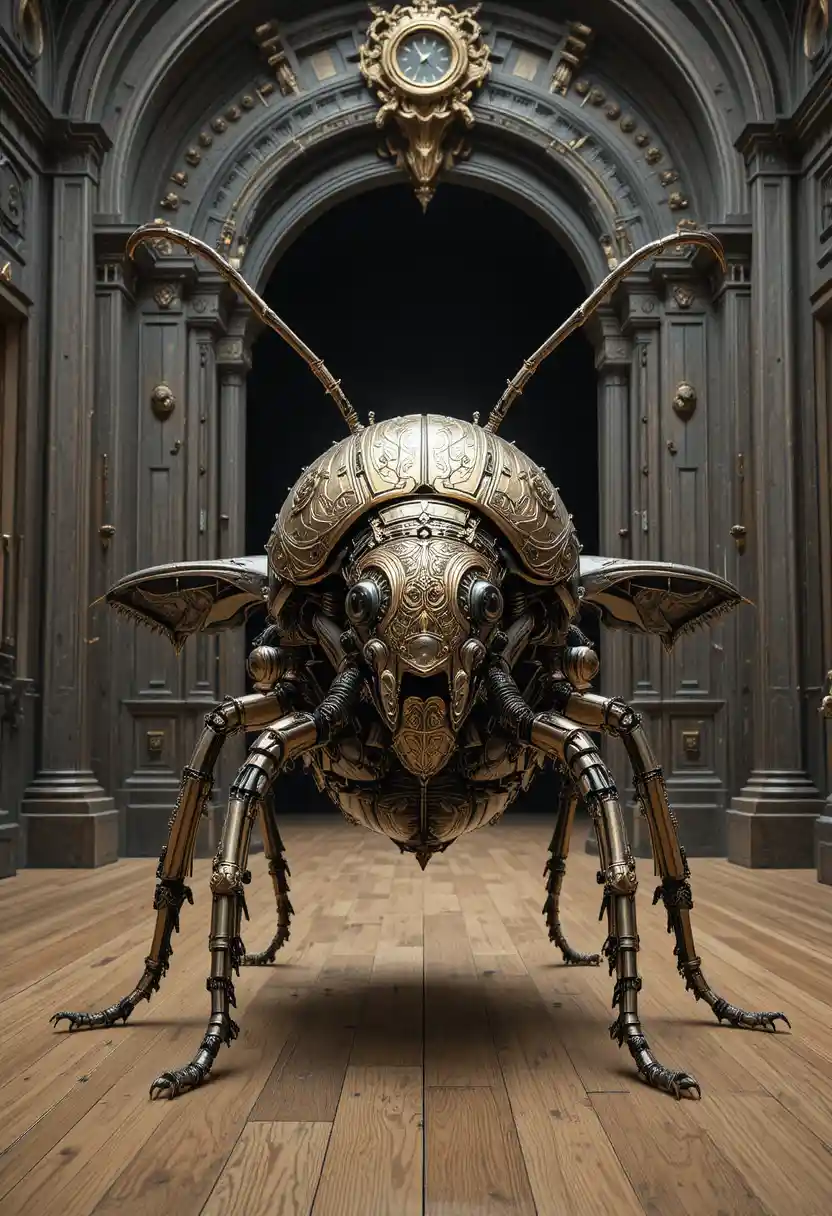 Escarabajo Mecánico Steampunk en Gran Salón Victoriano