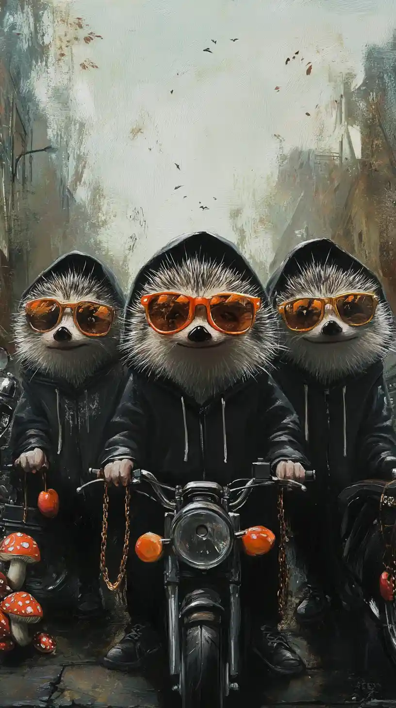 Hip hop hedgehogs on an urban street stage