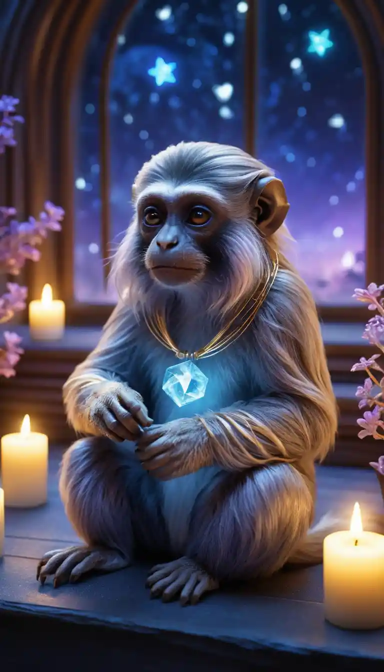Gentle tamarin sings in a glowing cosmic nursery