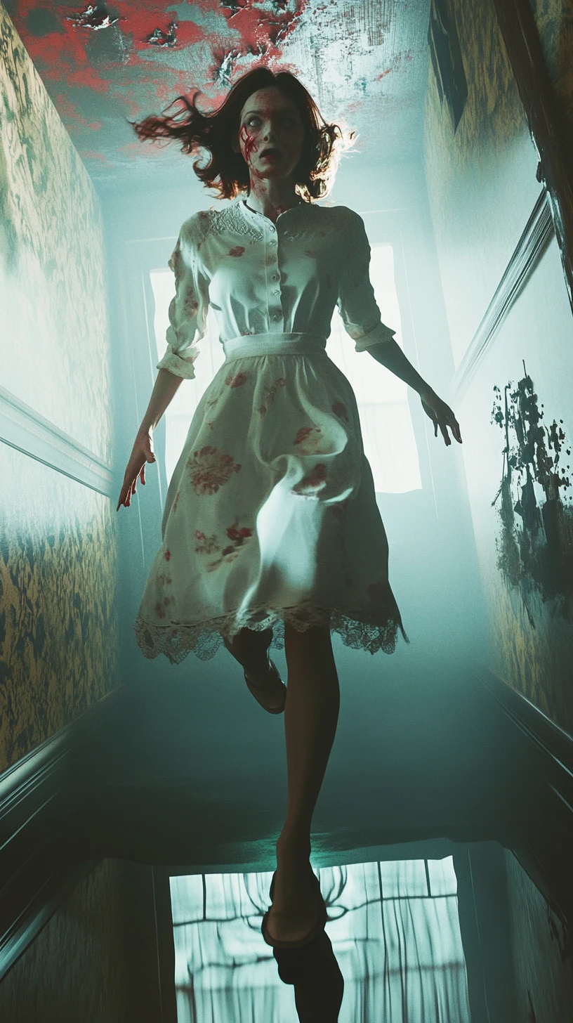 Frightening jump scare with director centered in symmetrical frame