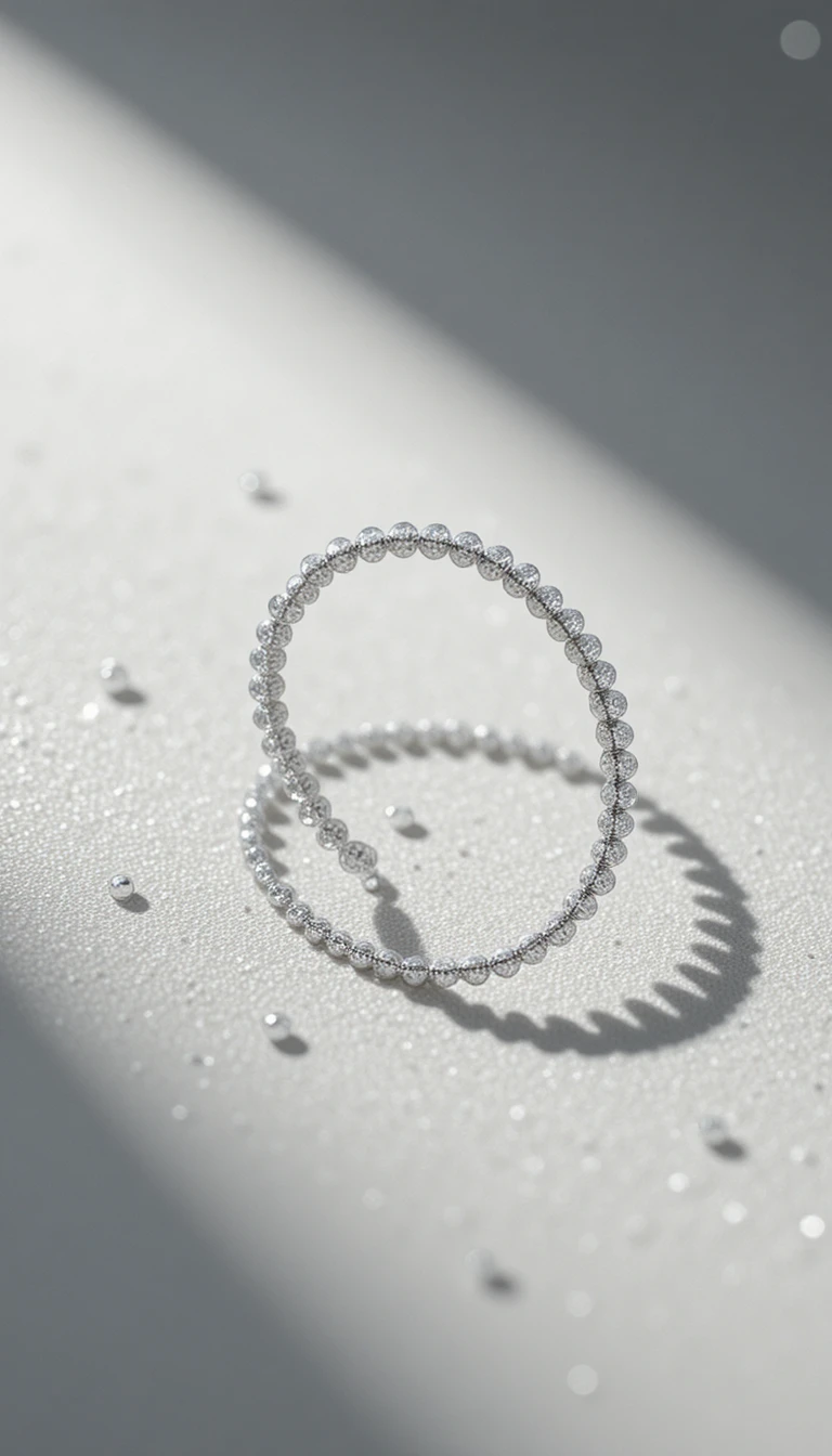 Delicate diamond like thread looping across a neutral surface