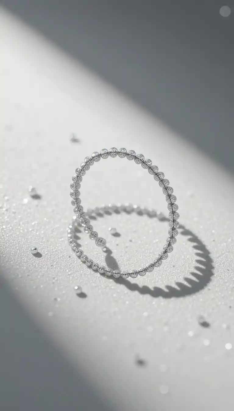 Delicate diamond like thread looping across a neutral surface