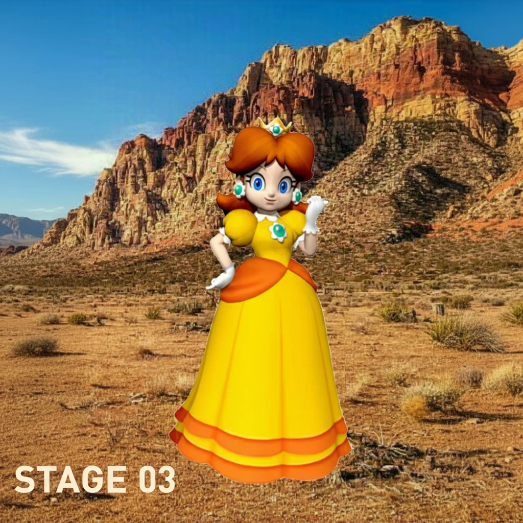 Principessa fantasy sola in un vasto deserto