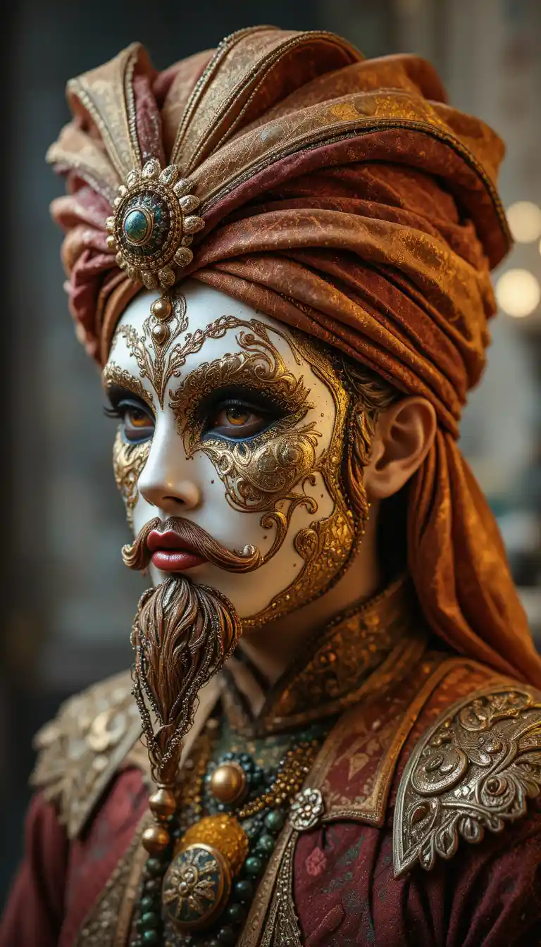 Carnival mask shaped like a Sicilian Moor made of fried pastry