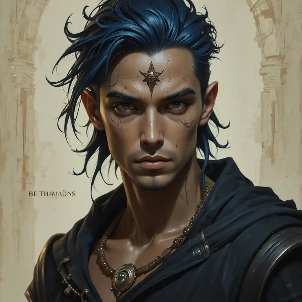 Dios de la muerte pálido y fantástico con ojos y cabello oscuros