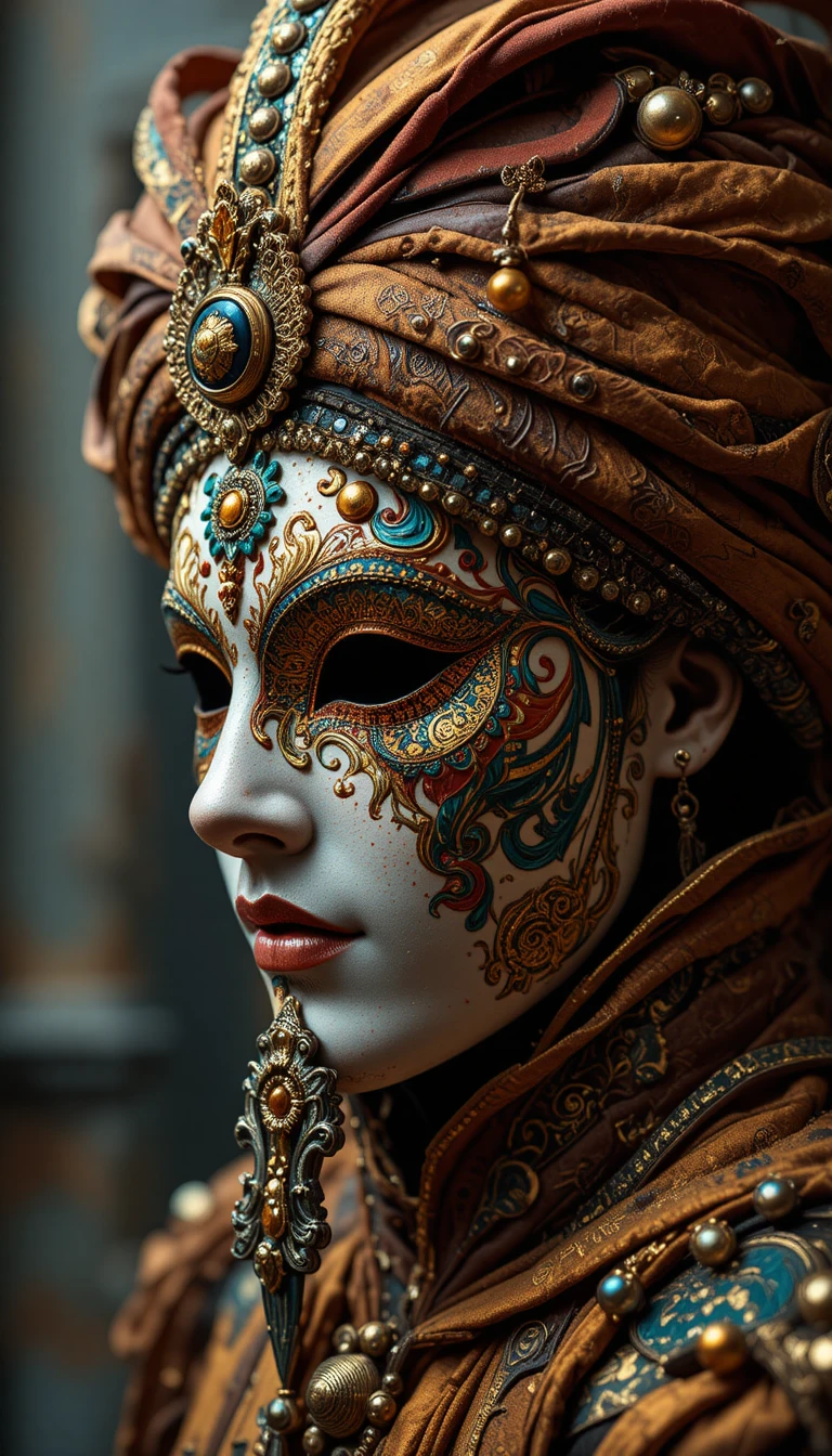 Masque de carnaval en pâtisseries frites de style baroque sicilien