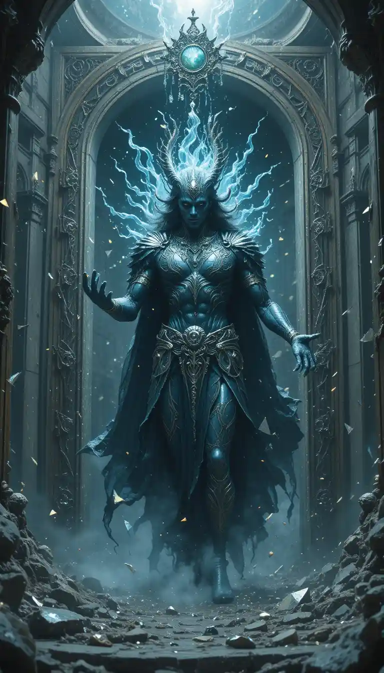 Djinn Emerging From Shattered Mirror In Magic Realm