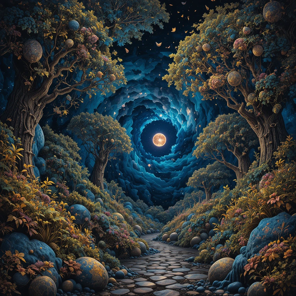 Glowing abstract eden structure in pointillist color dots