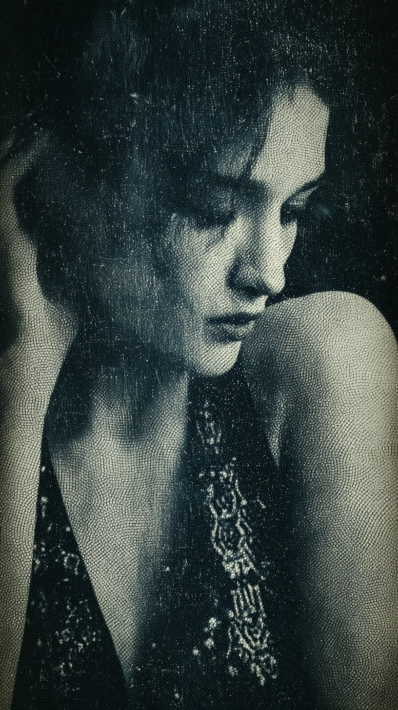 Surreal lucid dream scene of lost love in vintage texture