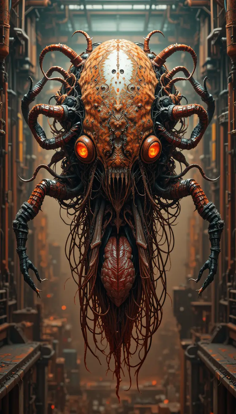 Biomechanical parasitic organism in industrial cinematic style