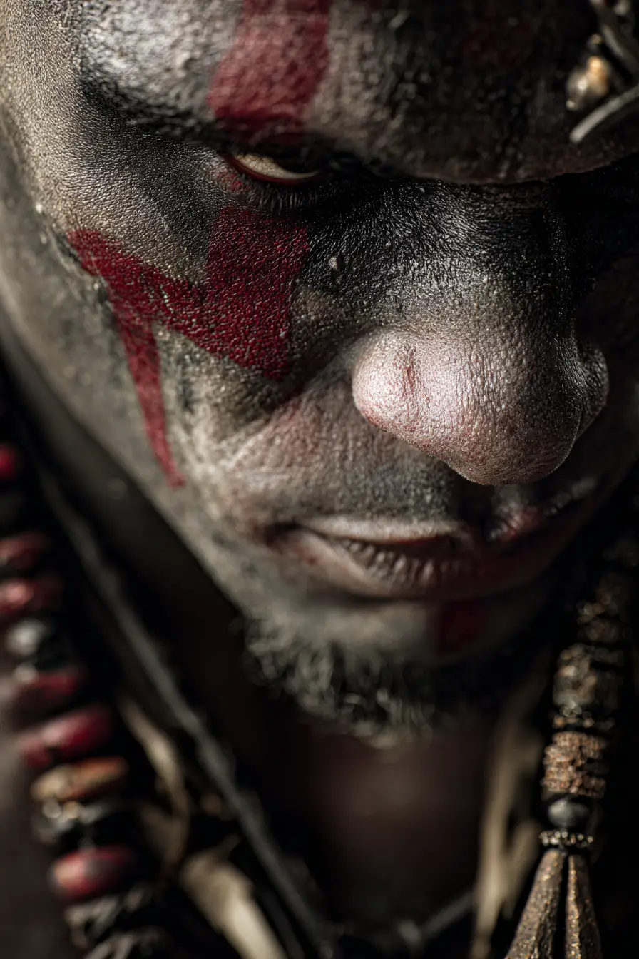 Dark portrait of a vengeful man rising like a villain