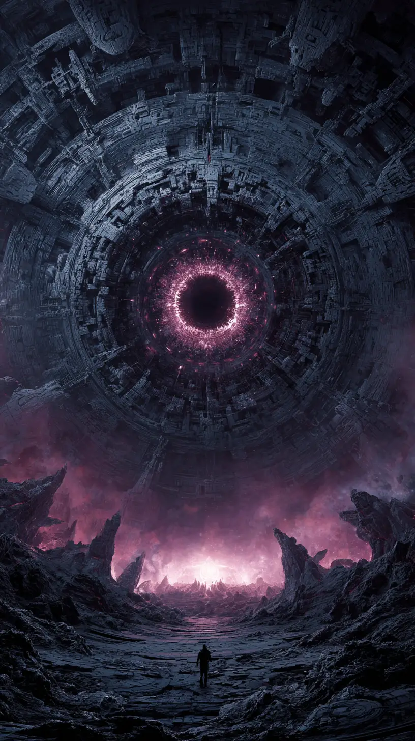 Surreal illusion of a celestial cyberpunk extraterrestrial scene