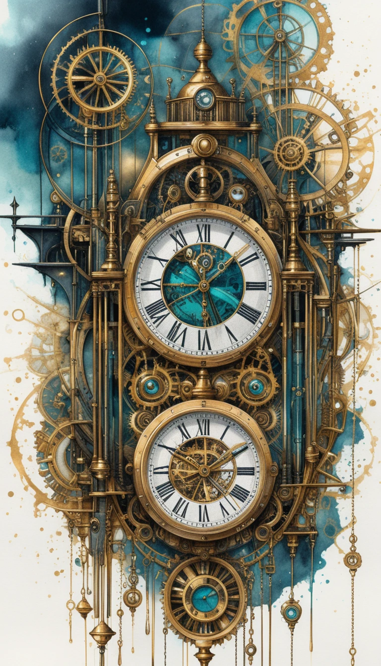 Surreales Steampunk-Smartphone verschmolzen mit kunstvoller Uhrwerksmechanik