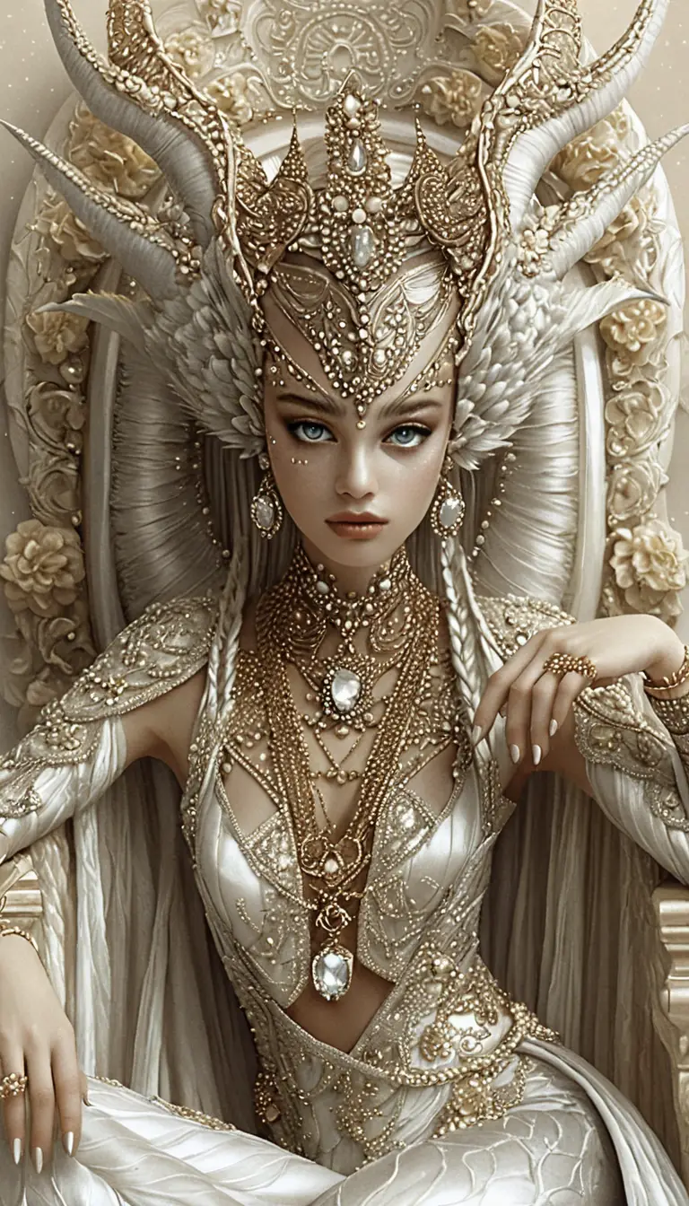 Regina demoniaca fantasy su trono barocco ornato