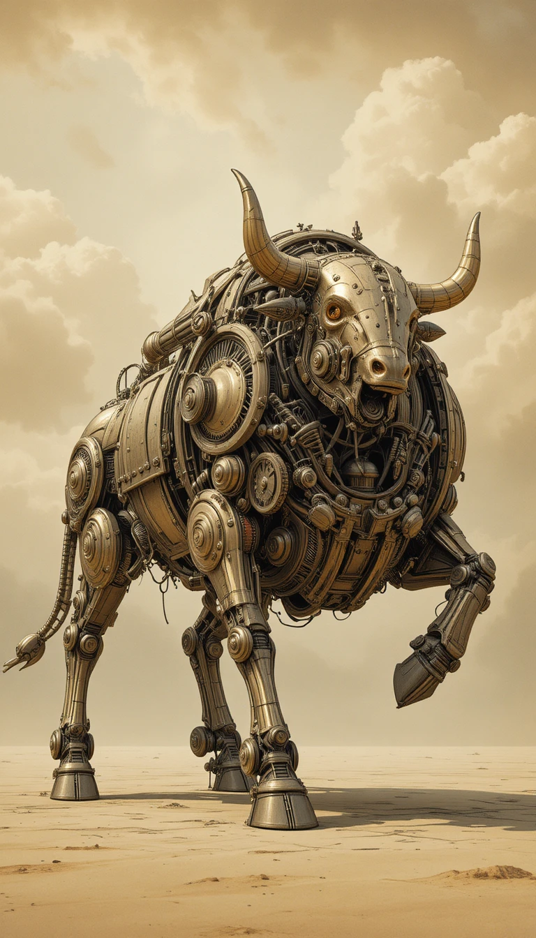 Steampunk Mechanical Bull In Dynamic Charging Side Profile