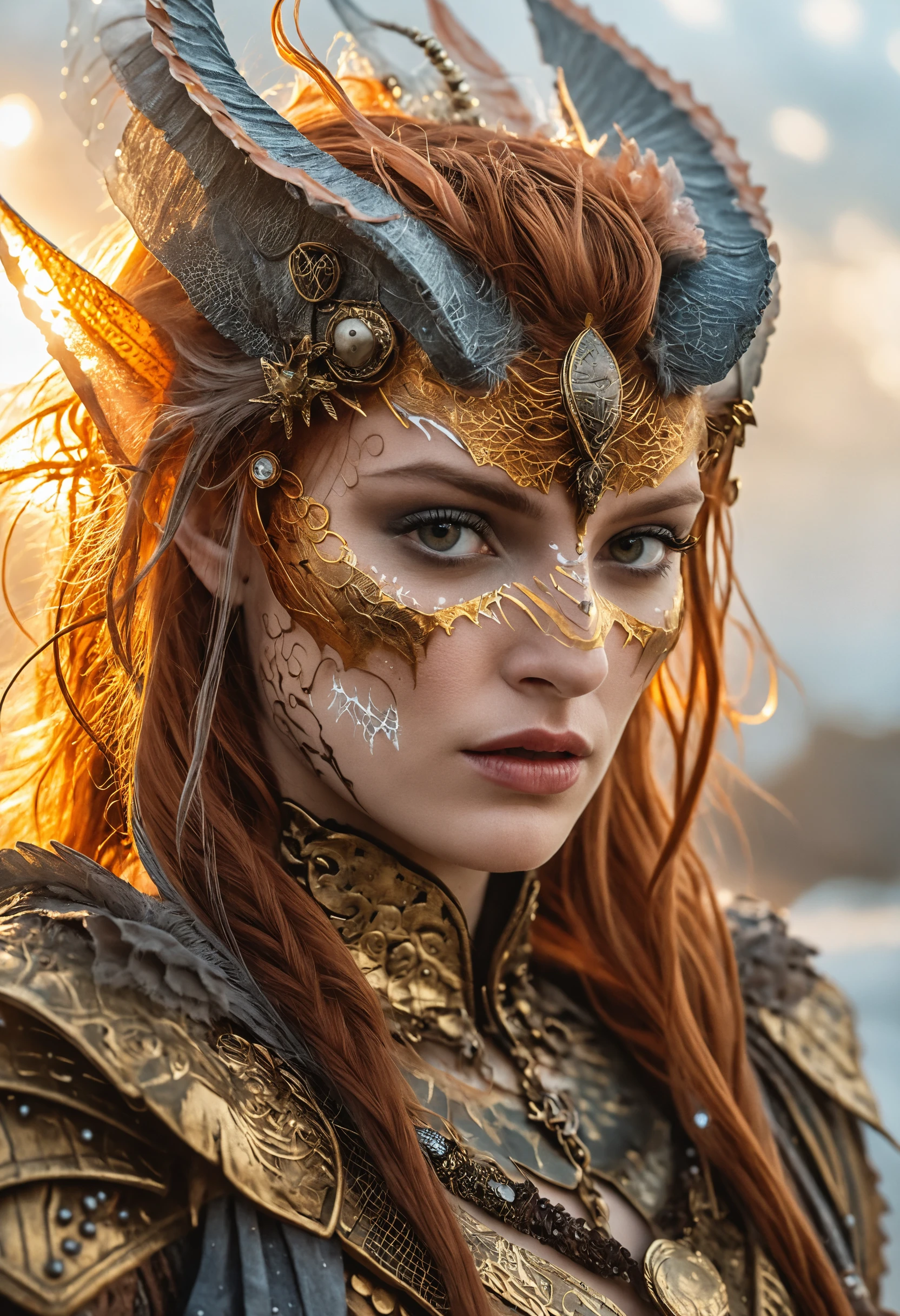 Mystical full body woman in a dark fantasy scene