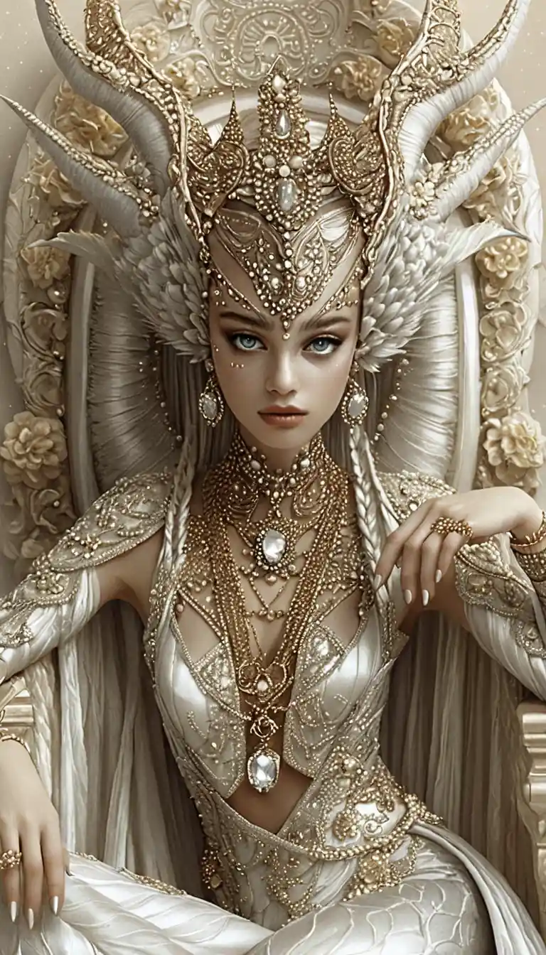 Regina demoniaca fantasy su trono barocco ornato