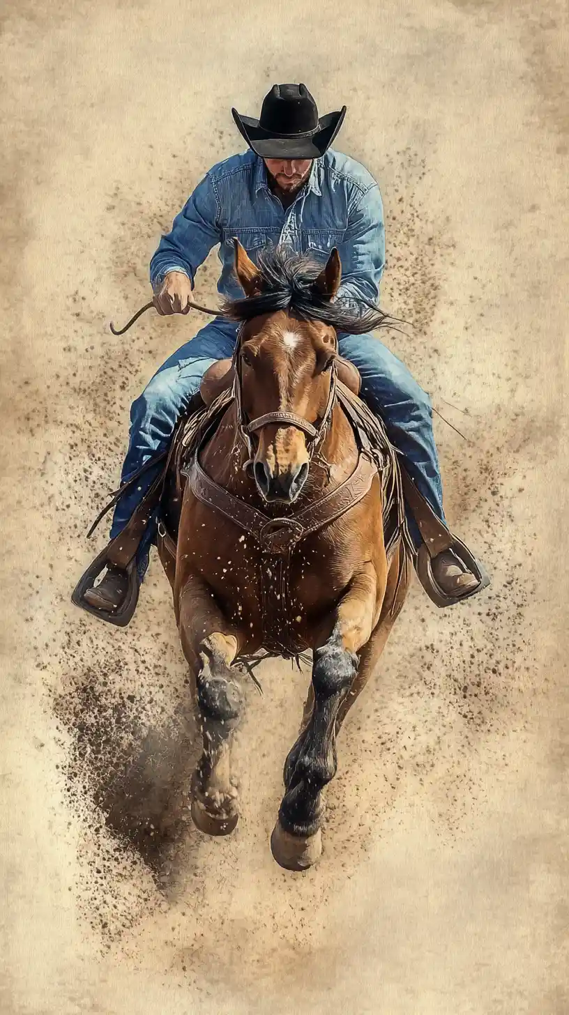 Vaquero arrojado por un bronco salvaje en polvorienta arena de rodeo