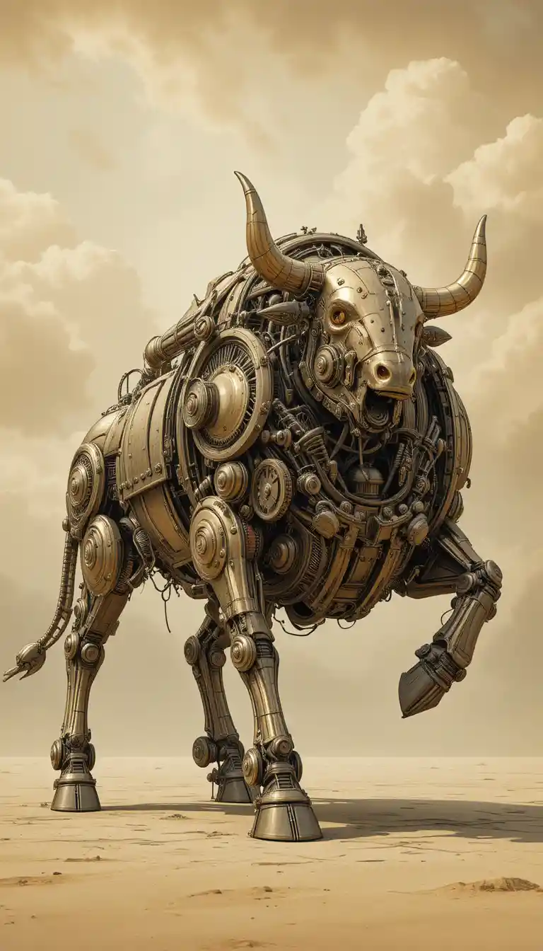 Steampunk Mechanical Bull In Dynamic Charging Side Profile