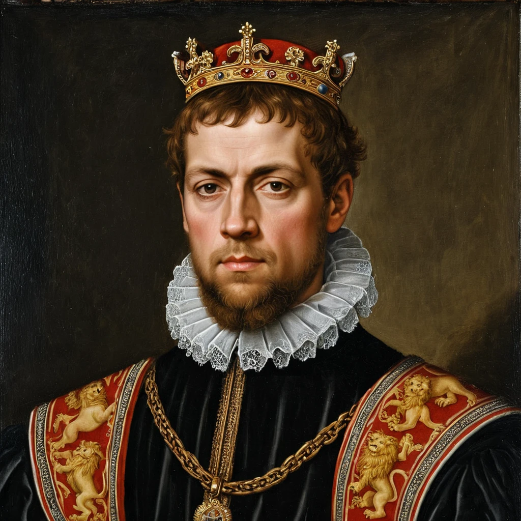 Renaissance-Porträt eines schottischen Königs in Kleidung von 1578