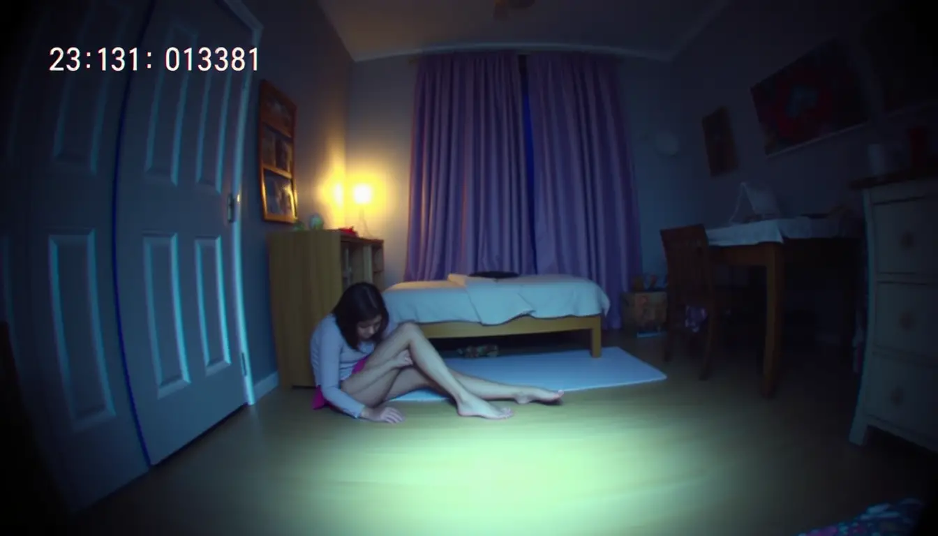 Woman Sitting On Floor In Dimly Lit Child Bedroom