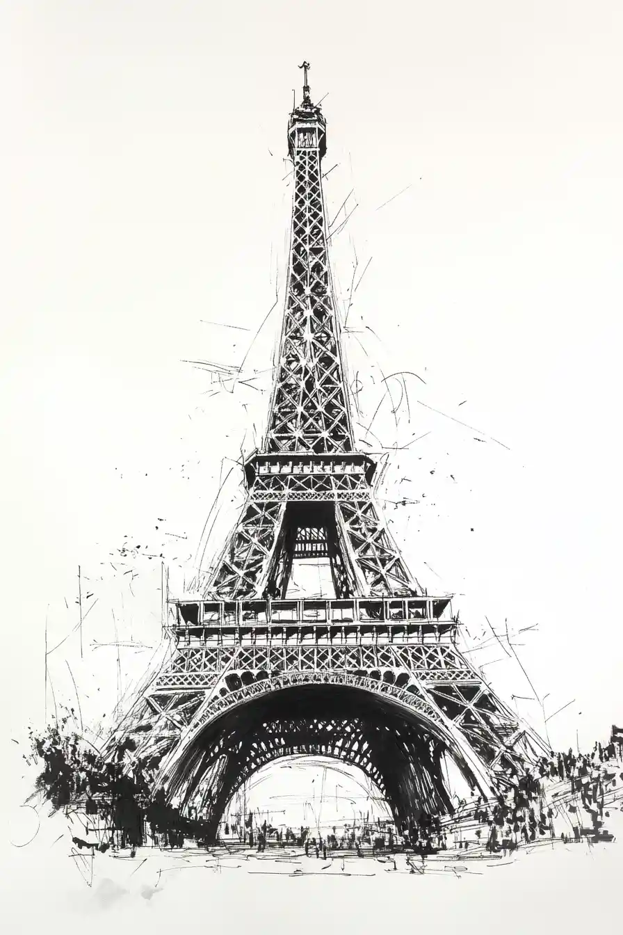 Boceto conceptual de la estructura arquitectónica de la Torre Eiffel