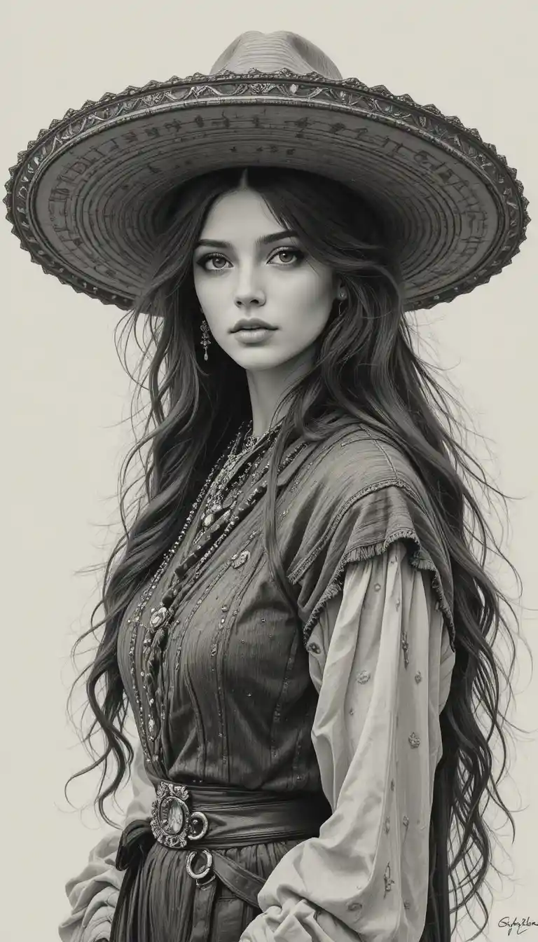 Mulher bonita de sombrero em retrato a óleo impressionista