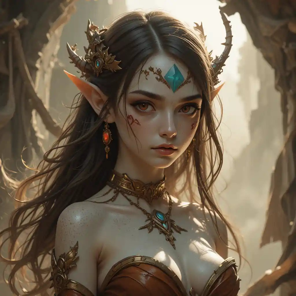 幻想世界の正しき怒りを宿す赤い瞳の女神
