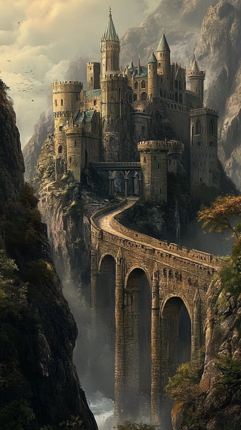 Castillo gótico de fantasía en la cima de una montaña escarpada