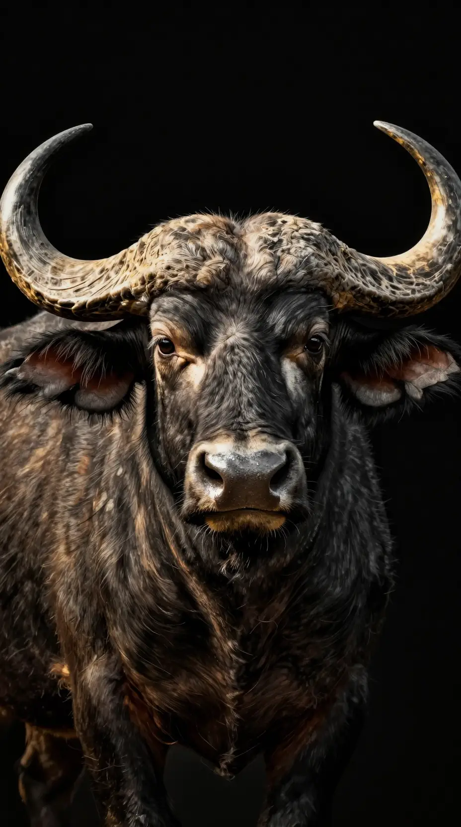 Majestic close up portrait of a powerful buffalo