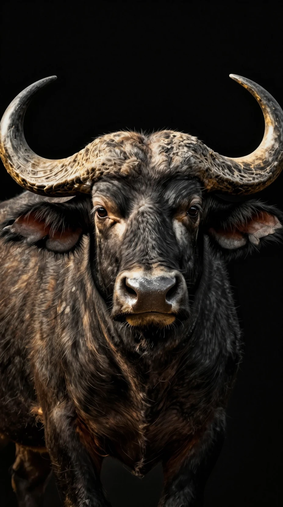 Majestic close up portrait of a powerful buffalo