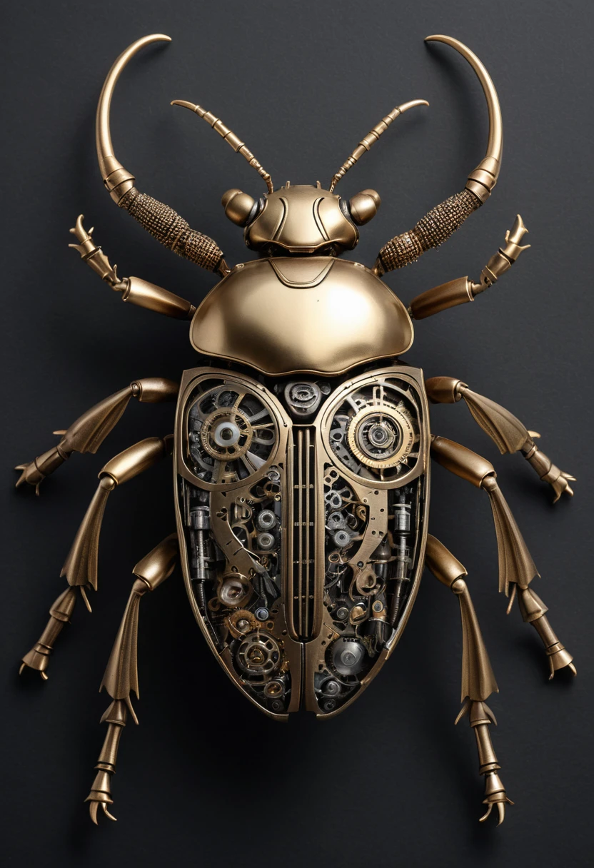 Steampunk-Mechanischer Käfer mit freiliegendem Uhrwerk von oben