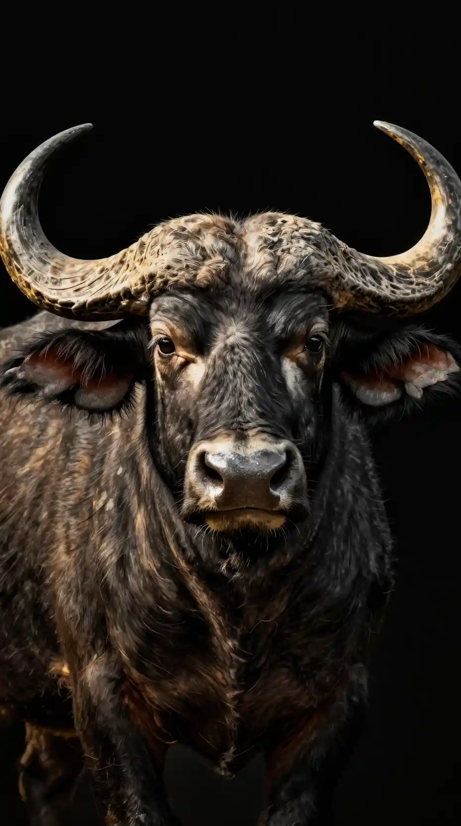 Majestic close up portrait of a powerful buffalo