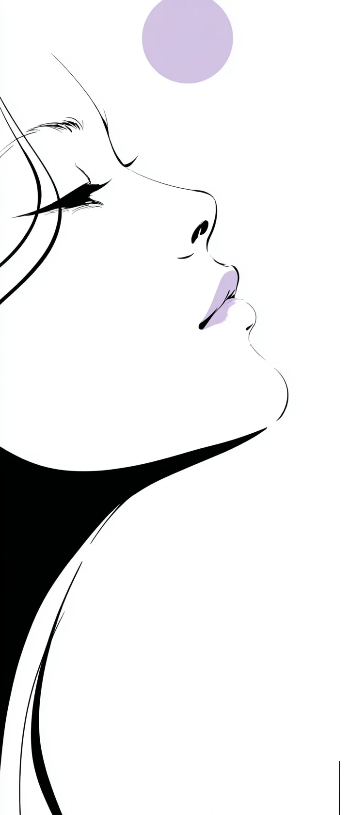 Minimalist anime style profile of a girl looking upward
