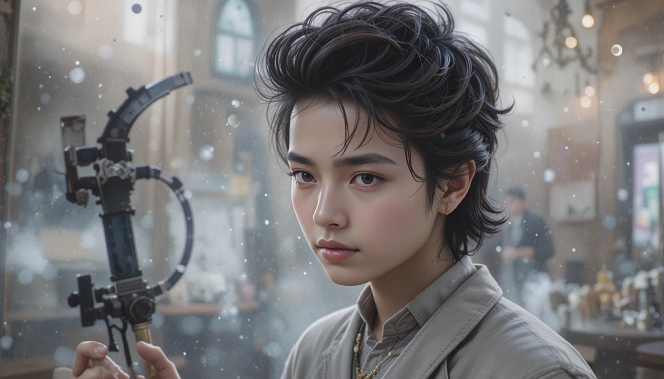 Joven niño indio en una azotea con suave luz de la mañana