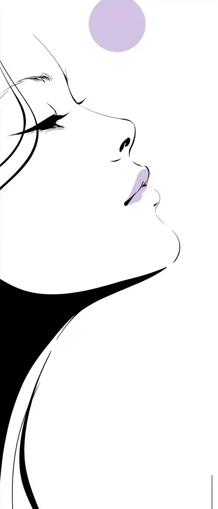 Minimalist anime style profile of a girl looking upward