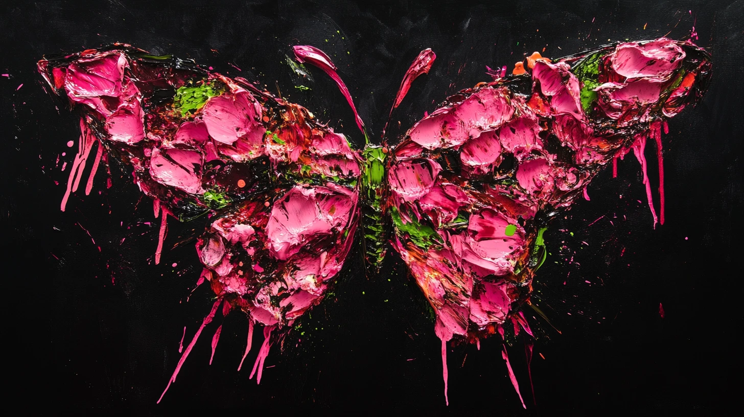 Butterfly Of Rose Petals In Bold Abstract Paint