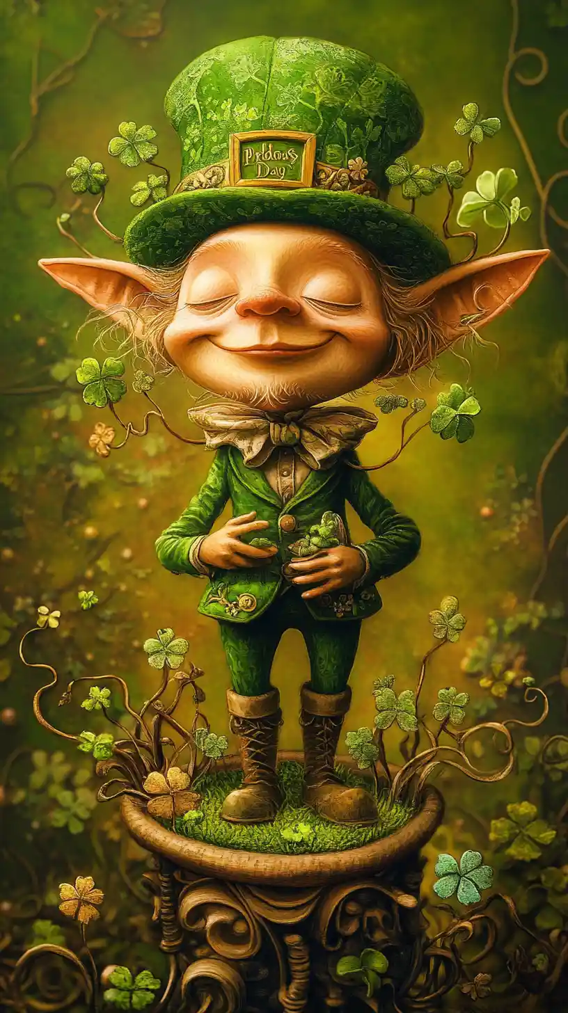 Playful St Patricks Day Elf In A Fantasy Landscape
