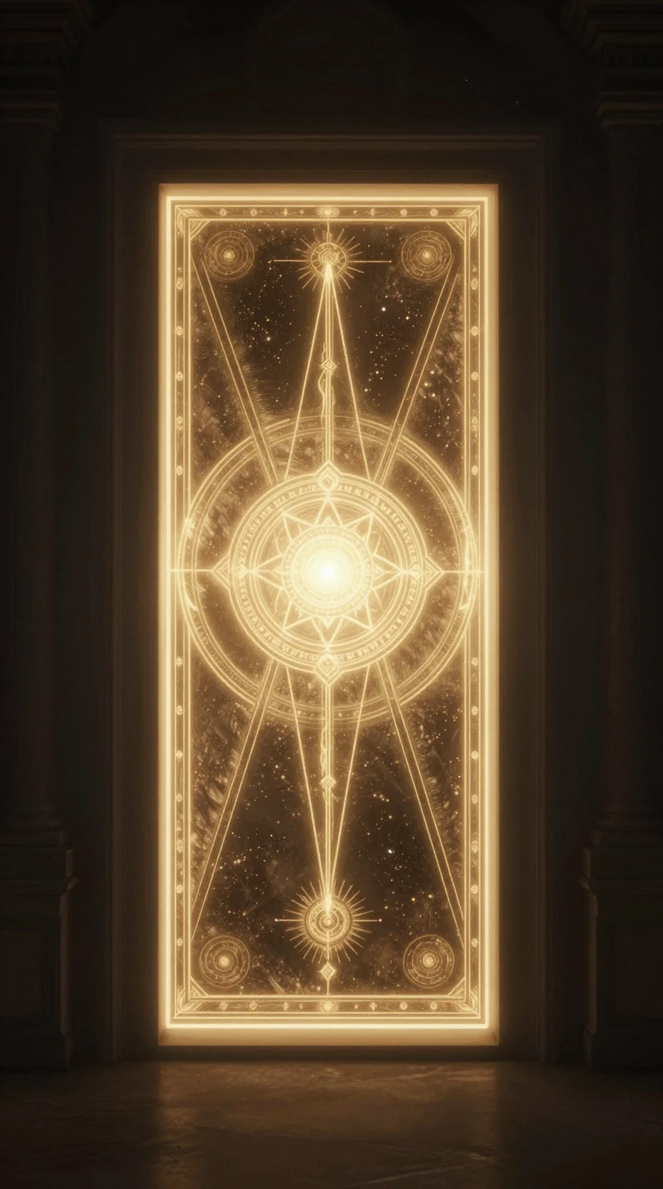 Portal Brillante de Geometría Sagrada Abriéndose en el Vacío Oscuro