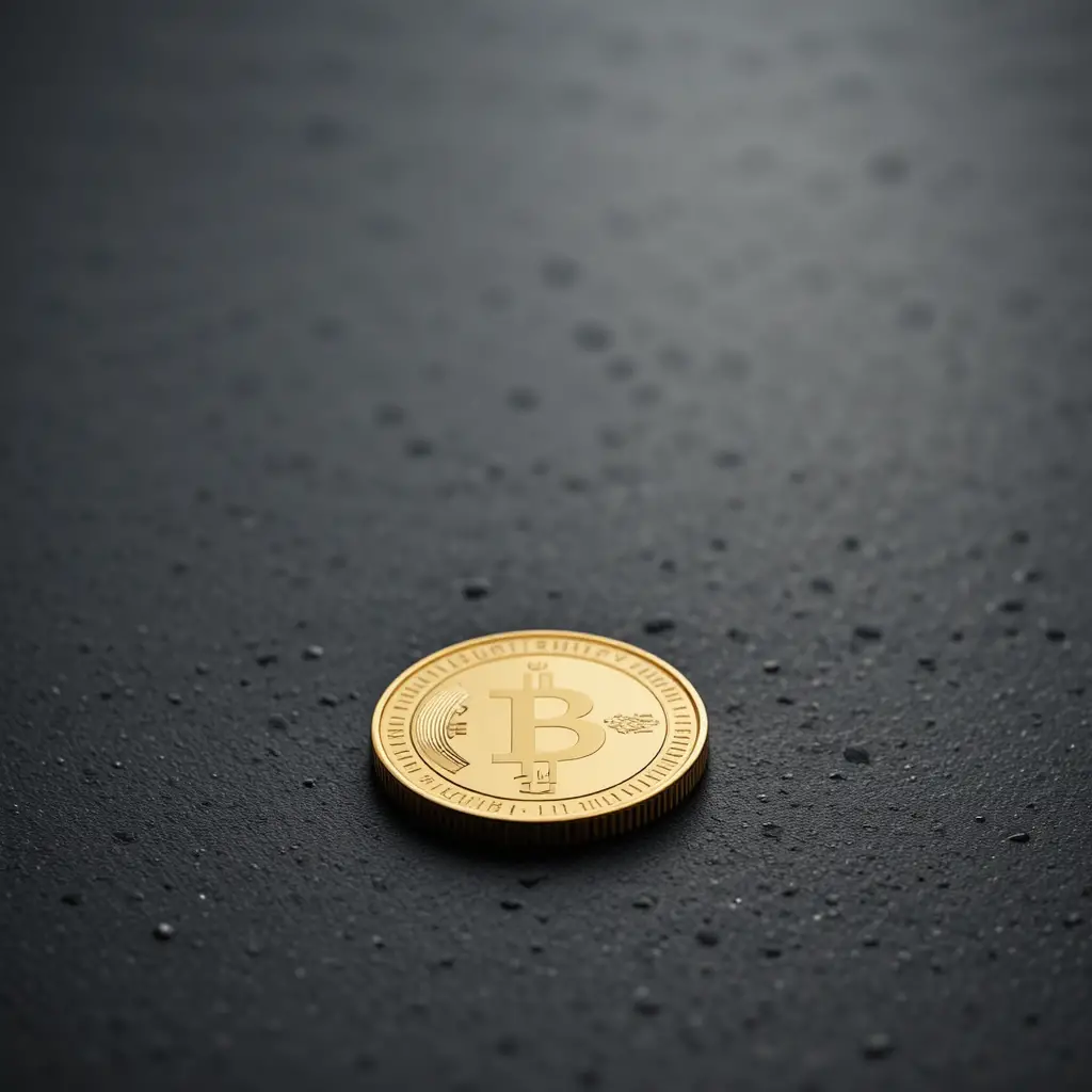 Gold and silver coins on dark minimalist background