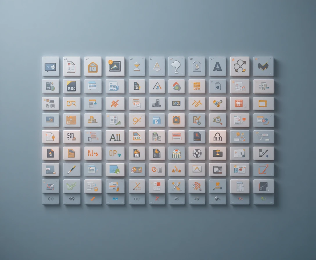 Vue aérienne d’une interface d’actifs numériques au design organisé
